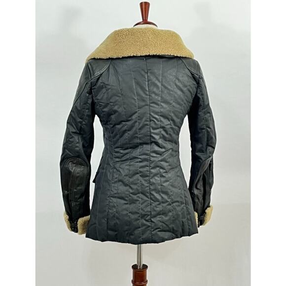 MATCHLESS London Sz 40 XS S Black Waxed Shearling Trim Lined Jacket Coat Sheffie - Picture 5 of 16